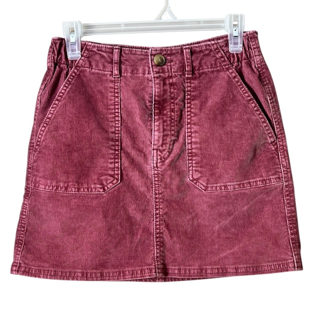 NWOT American Eagle Stretch Hi Rise Corduroy Mini Skirt Mauve Pink Size 2 Casual